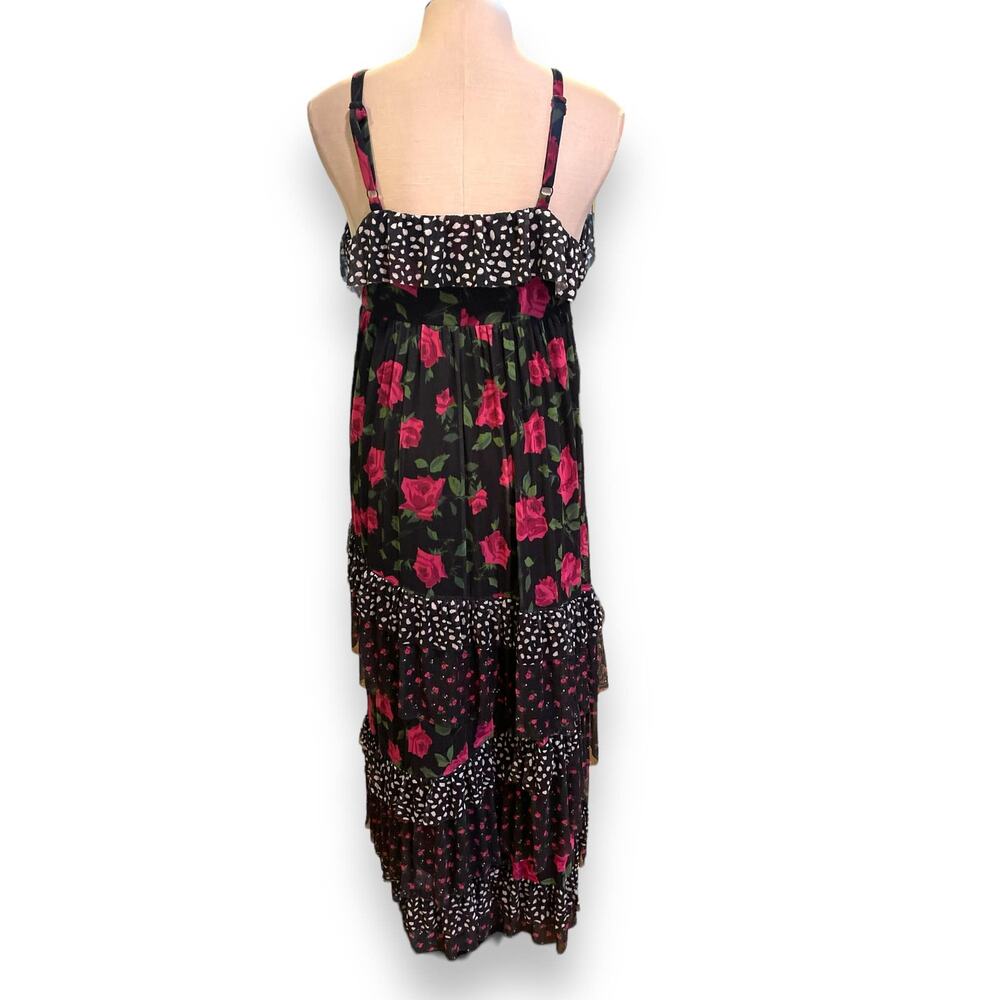 Torrid Plus Size 3 Betsey Johnson Ruffle Mesh Tiered Floral Maxi Sun Dress New - Picture 4 of 4